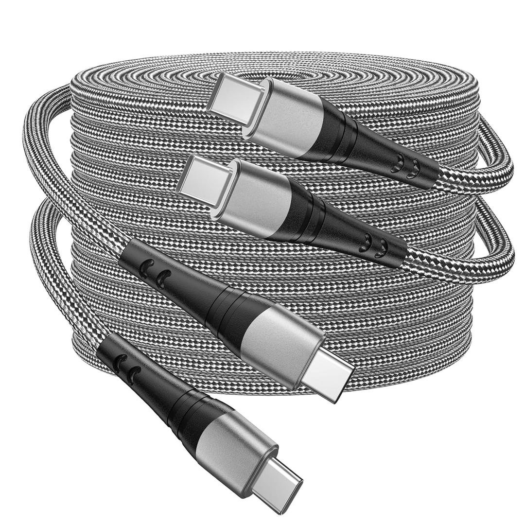 USB C Charger Cable 10ft Fast Charging 60W, Pack of 2 Type C Charging Cable USB C to USB C Cable Cord Compatible with iPhone 15/Pro/Plus/Pro Max, Samsung Galaxy S23/S22, MacBook Pro, iPad Pro etc-Grey