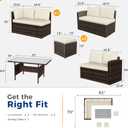 Wisteria Lane 7 Piece Patio Furniture Set, Wicker Patio Sectional with Wide Armrest, All Weather Outdoor Dining Set, Outdoor Furniture Patio Conversation Set with Ottoman, Brown