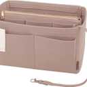 ZTUJO Purse Organizer Insert, Felt Bag Organizer with Metal Zipper, Handbag & Tote Shaper, For Speedy Neverfull Tote, 7 Sizes (Slender Large, Beige)