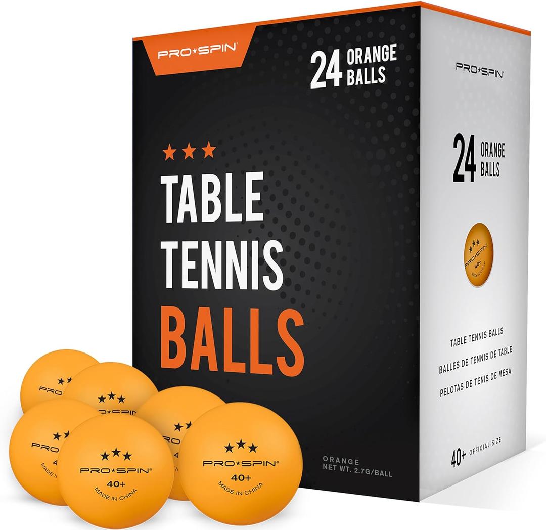 PRO-SPIN Ping Pong Balls - 3-Star Premium Orange Table Tennis Balls | High-Performance 40+ ABS Professional Quality | Ultimate Durability for Indoor & Outdoor Ping Pong Tables (Pack of 24)