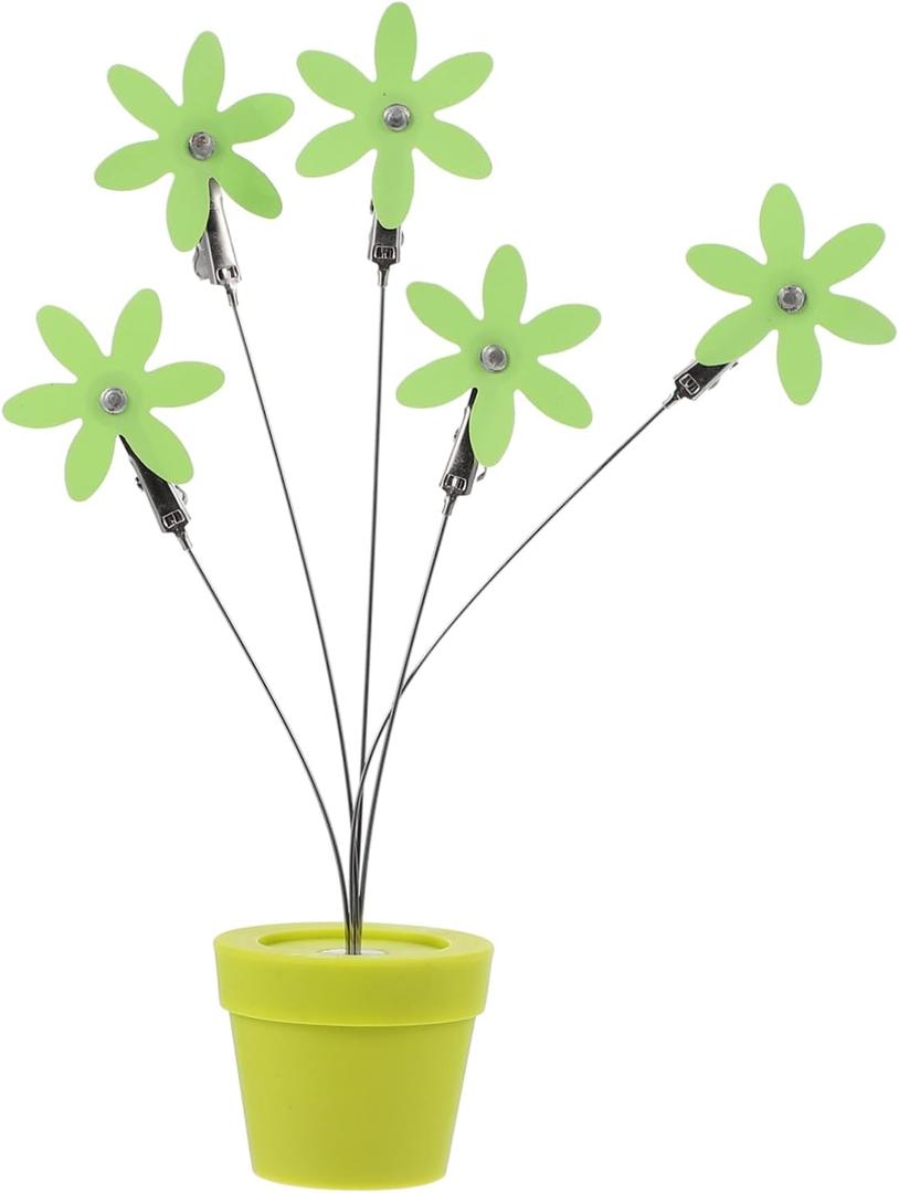 1pc Colorful Plastic Flowerpot Head Photo Clip Stand for Home Decoration Desktop Picture Holder for Photos Notes and Cards for Office Bedroom and Living Room