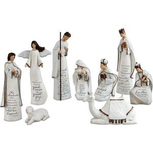 Lighthouse Christian Products A Savior is Born 9 Piece 7.25 Inch Resin Scriptured Christmas Nativity Set
