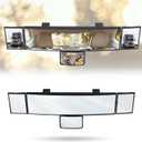 15" Rear View Mirror with Baby Mirror,Car Panoramic Rearview Mirrors Extender,Clip on Large Wide Angle Rear View Mirror for Truck Car and SUV (White) (15" Square Corner)