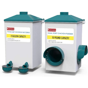 Automatic Chicken Cup Waterer and Port Feeder Set, 2 Gallon/10 Pounds