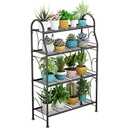 SORCEDAS Plant Stand Indoor Outdoor Plant Shelf 4 Tier Metal Corner Flower Stand Multiple Holder for Patio Garden Balcony Living Room, Dark Grey
