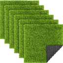 TURSTIN 6 Packs Artificial Grass Square Mat 12 x 12 Inch Fake Grass Turf Patch with Drainage Hole Synthetic Garden Grass Tiles Realistic Grass Rug for DIY Indoor Outdoor
