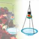 Solar Hummingbird Feeder - Outdoor Hanging Bird Food Feeder with Illuminated Lantern, Garden Patio Decor, Hand Blown Glass, 3.3 fl.oz, Set of 1