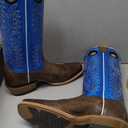 Ariat Men's Ringer Western Boot (10.5 Narrow, Bright Blue Patent/Tobacco Toffee)