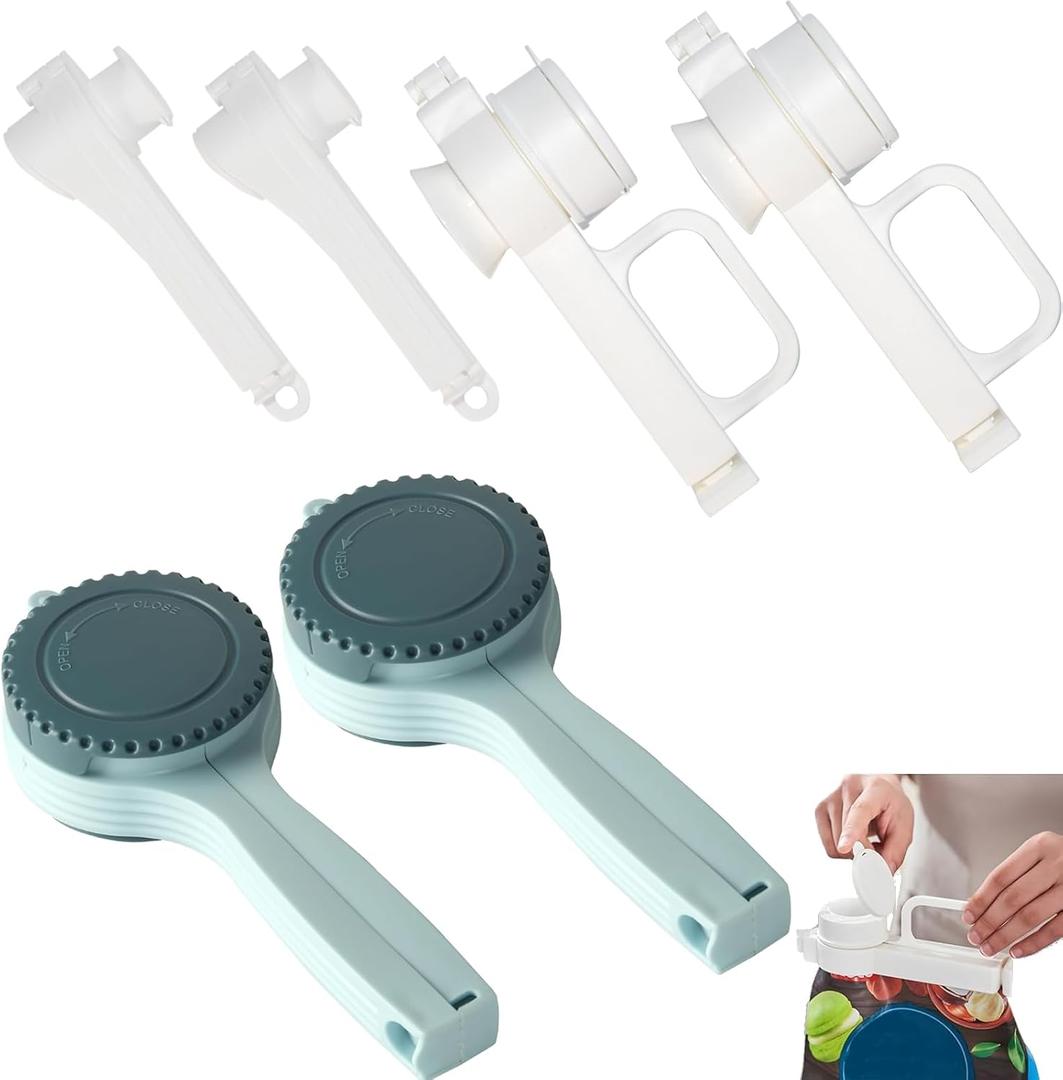 Pack of 6 Leakproof Food Bag Clips with Pour Spout | Dishwasher-Safe PP Sealing Clips for Snacks, Flour, Liquids & Pet Food | Airtight Kitchen Storage Clips (Small/Medium/Large)