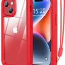 WXR for iPhone 14 case/iPhone 13 case,Soft Silicone Bumper & Crystal Clear Hard PC Back,3in1 Military Drop Protection Case for iPhone 14/iPhone 13 6.1 inch. (Red)