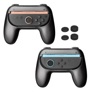WEOTOO Grips Compatible with Switch 2 (2025) JoyCon, 2 Pack Ergonomic Anti-Slip Handles with 4 Thumb Grips, Switch Holder Accessories for NS2 JoyCon Controller, Wear-Resistant (Black)