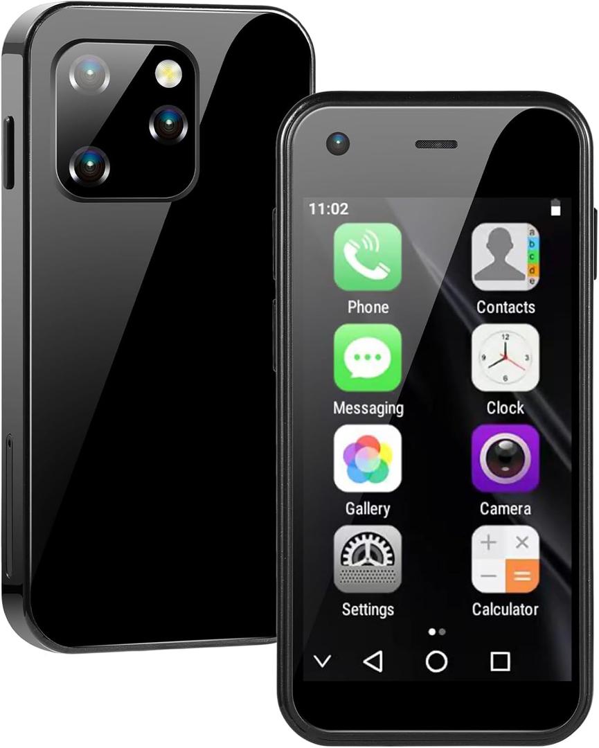 Mini Phone, 2.5 Inch 3G Mini Smartphone 2GB RAM 16GB ROM Backup Cellphone Lightweight 5MP Student Cellphone Quad Core, Black