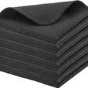 PurpleEssences Dish Cloths and Dish Rags - 6 Pack Waffle Weave Solid Kitchen Dish Wash Cloths, 100% Cotton, 12x12 Inches, Ultra Soft Absorbent Quick Drying - Spring Easter Summer - Dark Grey