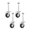 4 PCS 6" Adjustable Leveling Scaffolding Wheels, Scaffolding Casters with Brake, Scaffold Leveling Jack with 1-3/8" OD Scaffold Screw, Scaffolding Screw Jacks