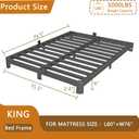 4 Inch King Size Bed Frame with Metal Gaskets, Anti-Slip Mattress Stopper, Platform Bed Frame No Box Spring Needed, Heavy Duty Steel Slat Support, Easy Assembly, Black