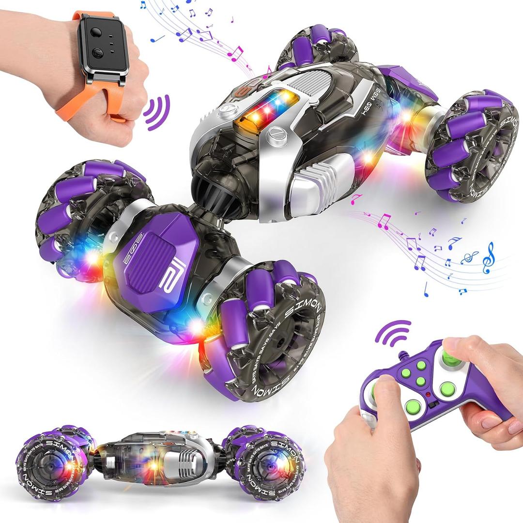 Nicella Gesture Sensing RC Stunt Car, Remote Control Cars Transformer Toys for Age 5-7 6-12 8 9 10 11 Yr Boys Girls Birthday Halloween, 2.4Ghz Hand Control 360 Rotating Toys Car, Medium