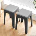 Timati 2 Set Dining Chair Meal Chairs, Household Plastic Stool, PU Leather Upholstered Dining Chair, Armless Leisure Side Chair with Wood Legs for Dining Room Kitchen Living Room Bedroom (Grey G)