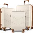 Luggage Sets 3 Piece with Spinner Wheel, Hardside Suitcase Set with TSA Lock, Expandable Lightweight Travel Luggage for Men and Women, White (20in24in28in)