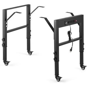 19.6-Inch Depth Workbench Frame, Height Adjustable 28.5" to 33.8",Set of 4 Metal Wheels with Brakes, Heavy Duty Industrial DIY Furniture Legs for Study（Power Outlets/Wheel）