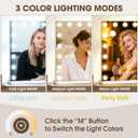 Vanity Mirror with Lights,Makeup Mirror with 17 Dimmable LED Bulbs, 3 Color Lighting Modes Detachable 10X Magnification Mirror Touch Control, 23.6X19,7 inch, White