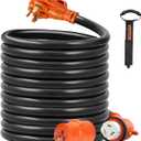 VEVOR 30 Feet RV Power Cord, 50 Amp, Heavy Duty STW 6/3 + 8/1 Generator Cord, NEMA 14-50P Male NEMA SS2-50R Female Plug, with LED Indicator Handle 15A Adapter, for RVs, ETL Listed