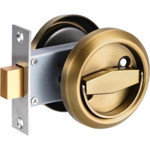 PATIKIL 4.8mm Round Recessed Pull Handle Knob, Recessed Pulls Hidden Concealed Handle Knob with Screws for Sliding Door Drawer, Brass