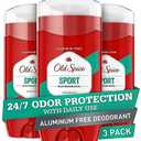 Old Spice Aluminum Free Deodorant For Men, High Endurance, 24/7 Sweat Defense & Odor Protection, 24/7 Freshness & Lasting Scent, Sport Scent, 3.0 oz (Pack of 3)