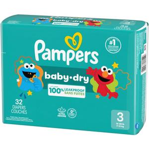 Pampers Diapers - Baby Dry - Size 3, 32 Count, Absorbent Disposable Infant Diaper 