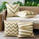 OTOSTAR Outdoor Waterproof Throw Pillow Covers Set of 4 Decorative Outdoor Pillow Covers Garden Modern Geometric Pillow Cases for Patio Furniture Couch Ten Bench 16x16 Inch (Khaki)