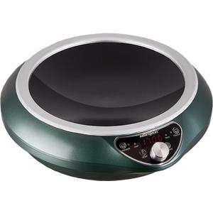 Induction Wok Cooktop Induction Burner 1700W/85V~120V Electric Wok Curved Surface Electronic Cooker Concave Stoves (Green-01)