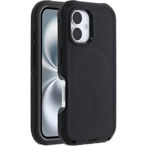 Defender Case for iPhone 16 Phone Case Includes Belt Clip Holster Compatible with Samsung Black