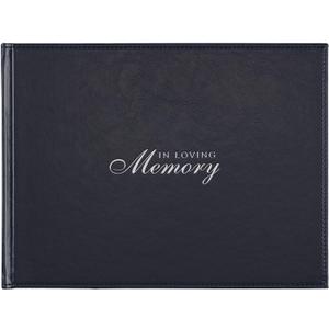 With Love in Loving Memory Guest Book - Navy Faux Leather - Condolence Book, Memorial Sign-in Book for Funerals & Memorial Services