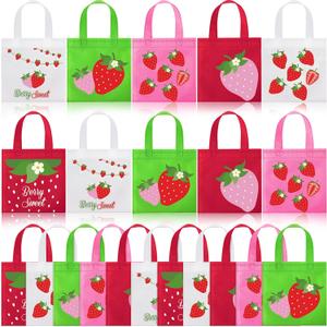 36 Pcs Strawberry Party Favor Bag Strawberry Non Woven Gift Goodie Treat Candy Bag for Baby Shower Berry First Fruit Sweet Wedding