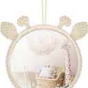 Geetery Boho Hanging Wall Mirror Mirrors for Room Decor Natural Mirror Wall Art Boho Ornament for Bedroom Living Room Room Decor (Giraffe)