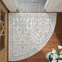 jinchan Zenith Corner Rug 4x4 Area Rug Floral Soft Aesthetic Non-Slip Low Pile Machine Washable Carpet for Entryway Bedroom Kids Room Kitchen College Dorm Blue/Cream