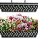 2 Pack 24 Inch Window Boxes Planters Railing Planter Box with Adjustable Brackets & Non-Woven Fabric Plant Grow Bags Deck Railing Planter Boxes Balcony Hanging Flower Box for Outdoor Plants