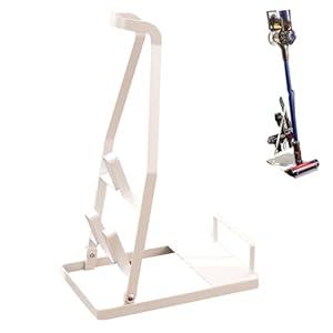 No-Drill Vacuum Stand, Sturdy Metal Storage Rack for Slim Cordless Stick Vacuums, Compact Accessory Docking Station, Space-Saving Home Organizer(white)