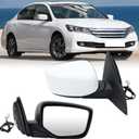 Right Passenger Side Mirror Compatible with Honda Accord Sedan/Coupe 2013 2014 2015 2016 2017 Power Glass Manual Folding Non-Heated Door View Mirrors Replace #76208T2FA11 3 Pins Paintable (White)