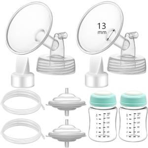 Pump Parts Compatible with Spectra S1/S2/9 Plus, Not Original Accessories, Full Set Replacements Include 13mm Flange, Duckbill Valve, Backflow Protector, Tubing and Bottle