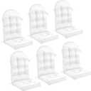 Geelin 6 Pcs Outdoor Patio Chair Cushion Thick High Back Adirondack Chair Cushion Tufted Weather & Fade Resistant Anti-Slip Outside Rocking Chairs Pads with Ties, 44 x 19 x 4 Inch (White)