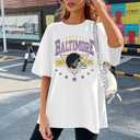 Oversized Football Shirts Women Game Day Tshirt Football Outfits Team Fan Gifts Tee Tops (White, M)