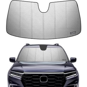 Windshield Sun Shade for Honda Pilot 2023-2025. Reflective Aluminum Film Front Window Sunshade - BLAZBLOCK (Shiny Silver (Classic))