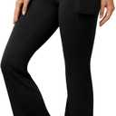 DLOODA Womens Flare Yoga Pants with Pockets High Waist Tummy Control Flared Leggings Bell Bottom Gym Workout Leggings (Black, M)