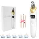 Pore Vacuum, USB Rechargeable Blackhead Remover Vacuum, 3 Levels Adjustable Pore Vacuum Blackhead Remover, with 5 Suction Power, 6 Probes, Face Vacuum Pore Cleanser for Women & Men-Gold
