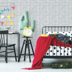 RoomMates RMK11274RL Black and White Alphabet Jumble Peel and Stick Wallpaper 18 Inch Wide x 18. 86 Feet