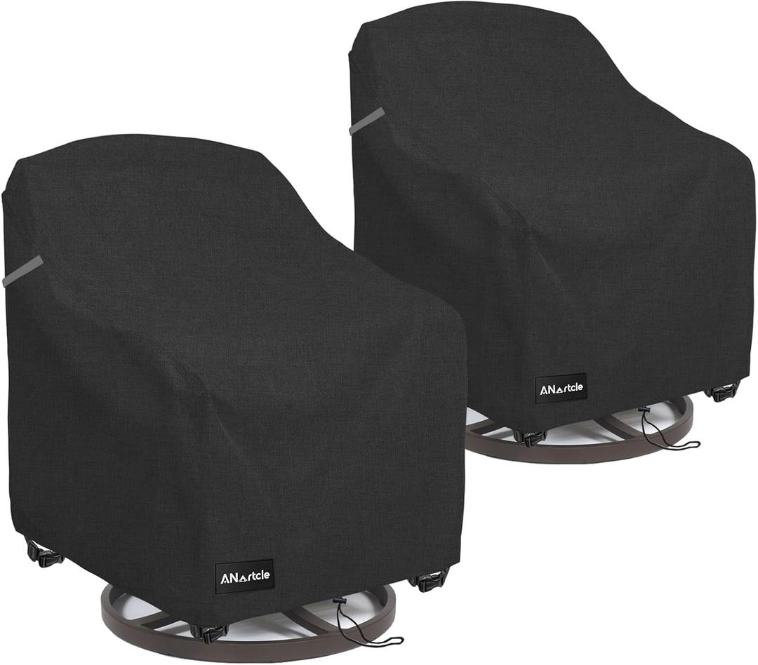 ANartcle Swivel Patio Chair Covers 2 Pack,Waterproof Heavy Duty Outdoor Chair Covers,Patio Swivel Chair Covers for Outdoor Furniture (30 W x 34 D x 38.5 H inches) Black.