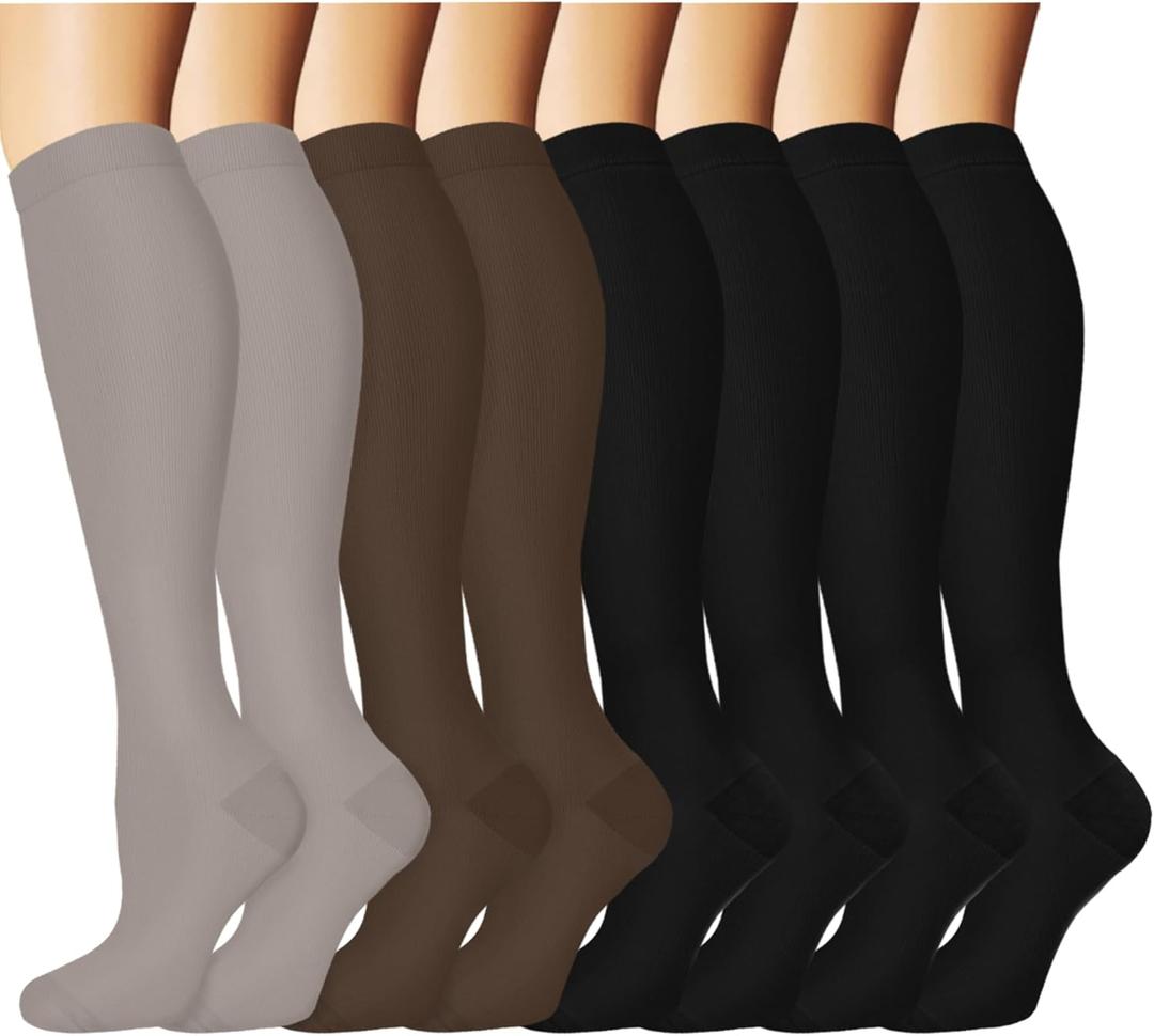 Graduated Copper Compression Socks for Men & Women Circulation 8 Pairs 15-20mmHg - Best for Running Athletic Cycling (Large-X-Large, 19 Assorted)