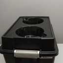 IRIS USA Elevated Dog Bowls, 15" H Raised Bowl for Large Dogs, Airtight Pet Food Storage Holds Up to 47 Lbs, 2 Removable 64 oz Stainless Steel Bowls, at Home or Camping, Smoke/Black