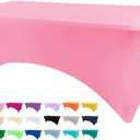Table Covers for 6 Foot Tables, Hot Pink Washable and Wrinkle Resistant Stretch Tablecloths Rectangle 6ft for Events, Wedding, Banquets, Parties