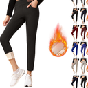 Fleece Lined Leggings Women with Pockets Warm Thick High Waisted Thermal Leggings Soft Wool Leggings Cold Weather size M